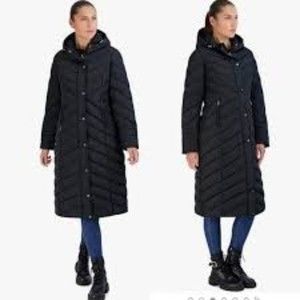 Steve Madden Long Maxi Puffer Coat Quilted Black Sz 1X NWT